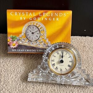 Crystal Legends by Godinger 24% Lead Crystal Large Mantle Clock